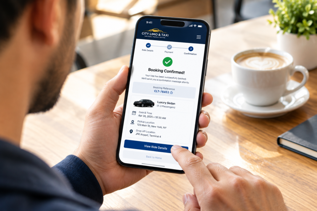 Customer booking a ride directly through a transportation website