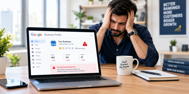 Business owner responding to Google Business Profile reviews