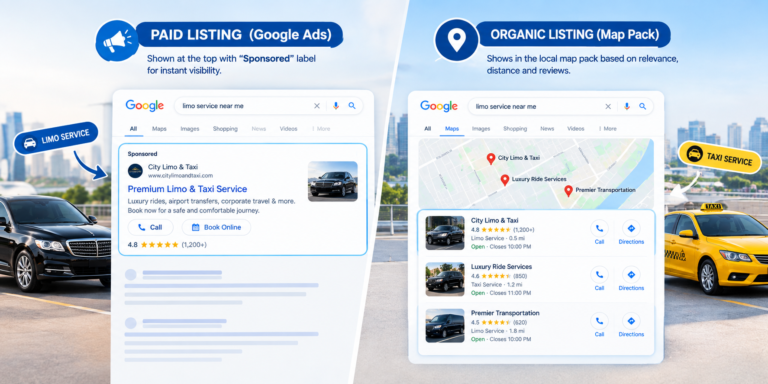Comparison of local SEO and paid ads for transportation businesses
